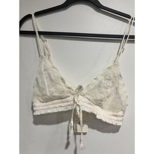Intimately Free People Bralette Thong Set Womens Medium White Lace Lingerie